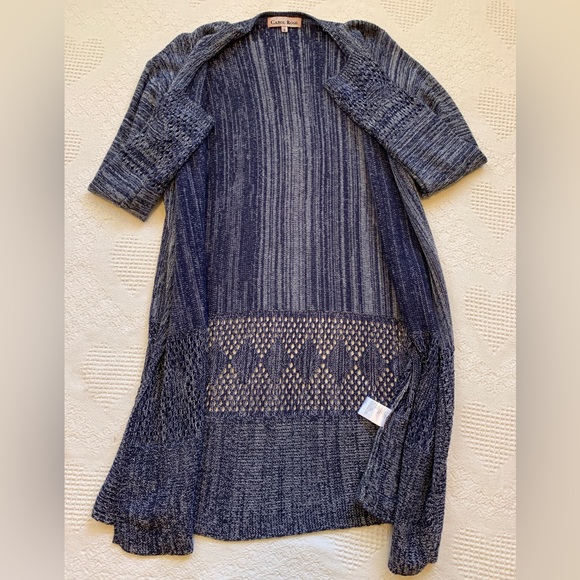 Carol Rose long dressy sweater. Navy blue and white - Picture 4 of 10